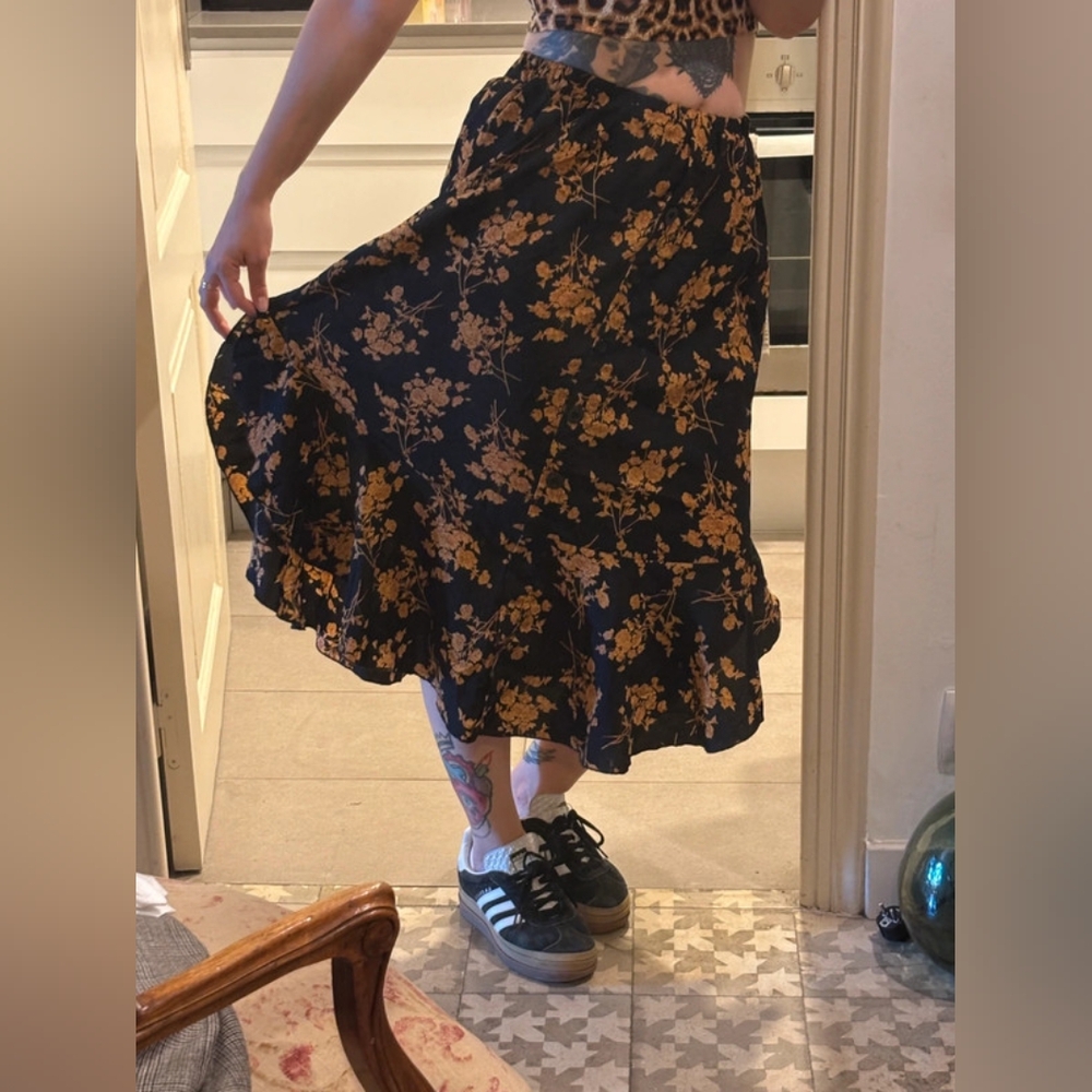 Floral Black and Gold Skirt